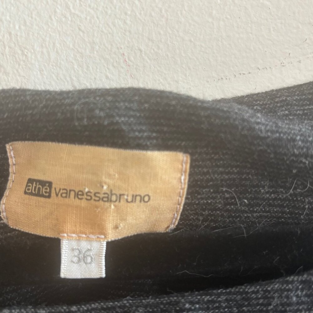 Vanessa Bruno Charcoal Stripe Cap Sleeve Mini Dress - Size 36 - Picture 5 of 5